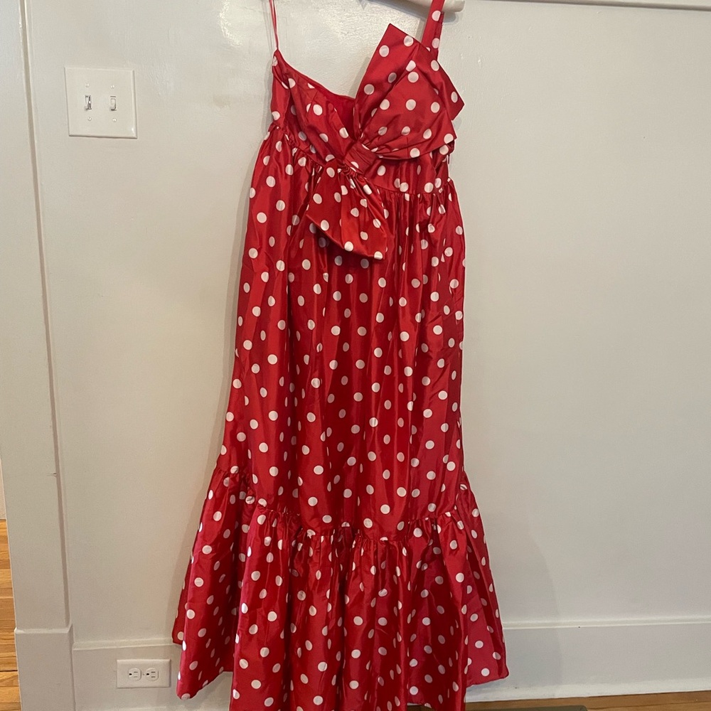 Anthropologie Red and White Polka Dot Prom Dress